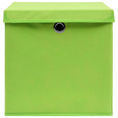 Storage Boxes with Lids 10 pcs Green 32x32x32 cm Fabric