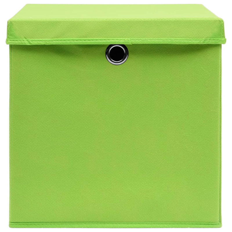 Storage Boxes with Lids 10 pcs Green 32x32x32 cm Fabric