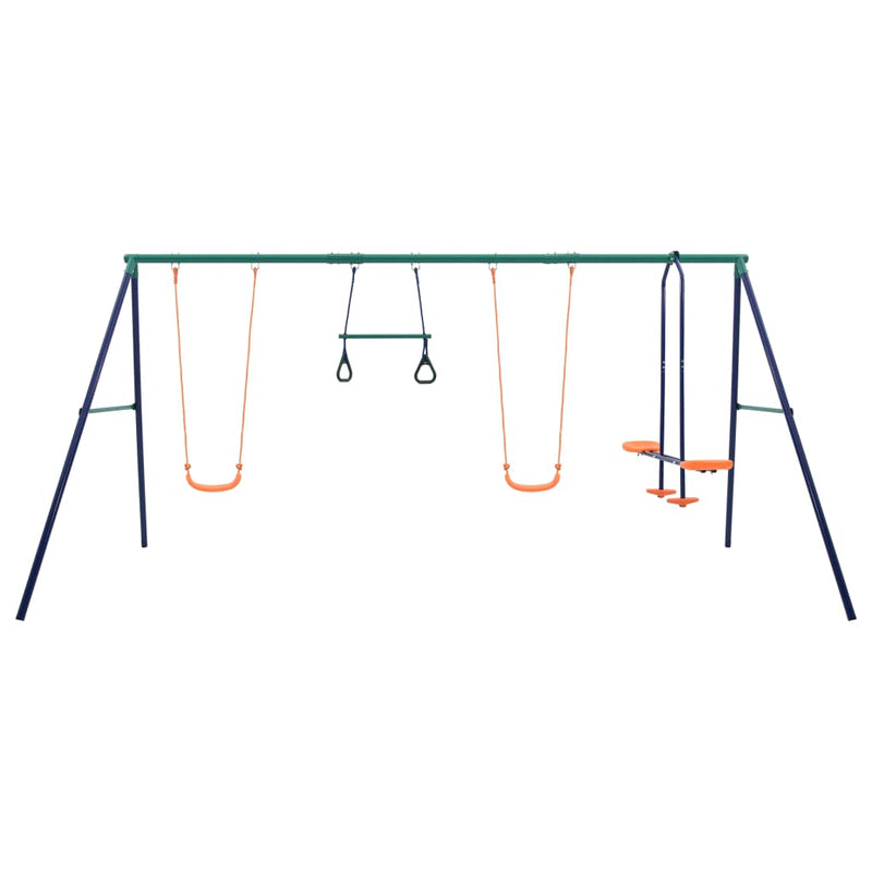 Swing Set with Gymnastic Rings and 4 Seats Steel