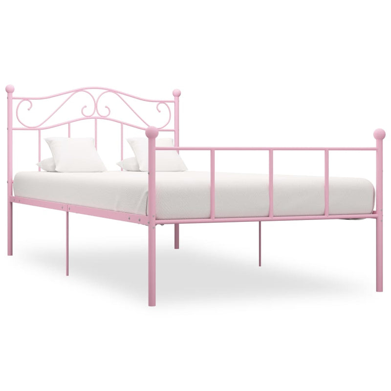 Bed Frame Pink Metal 90x200 cm