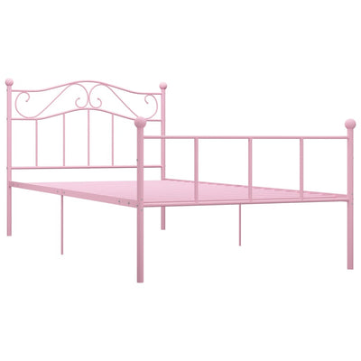 Bed Frame Pink Metal 90x200 cm