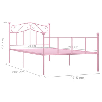 Bed Frame Pink Metal 90x200 cm