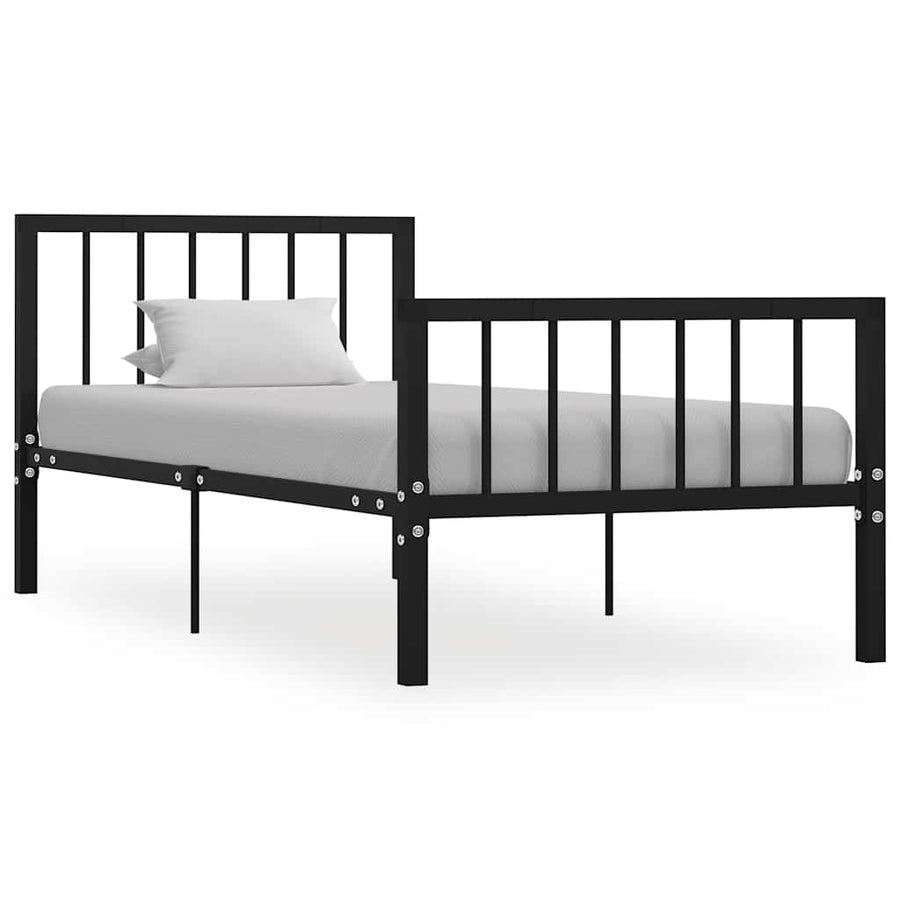 284569 vidaXL Bed Frame without Mattress Black Metal 100x200 cm 1