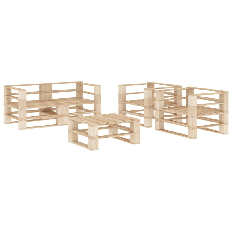 5 Piece Garden Pallets Lounge Set Wood