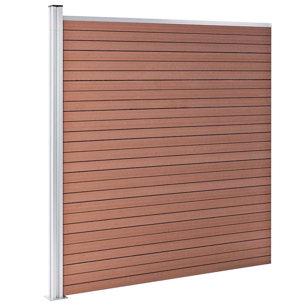 vidaXL WPC Fence Set 10 Square + 1 Slanted 1830x186 cm Brown 4