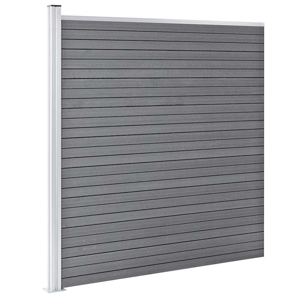 vidaXL WPC Fence Set 10 Square + 1 Slanted 1830x186 cm Grey 3
