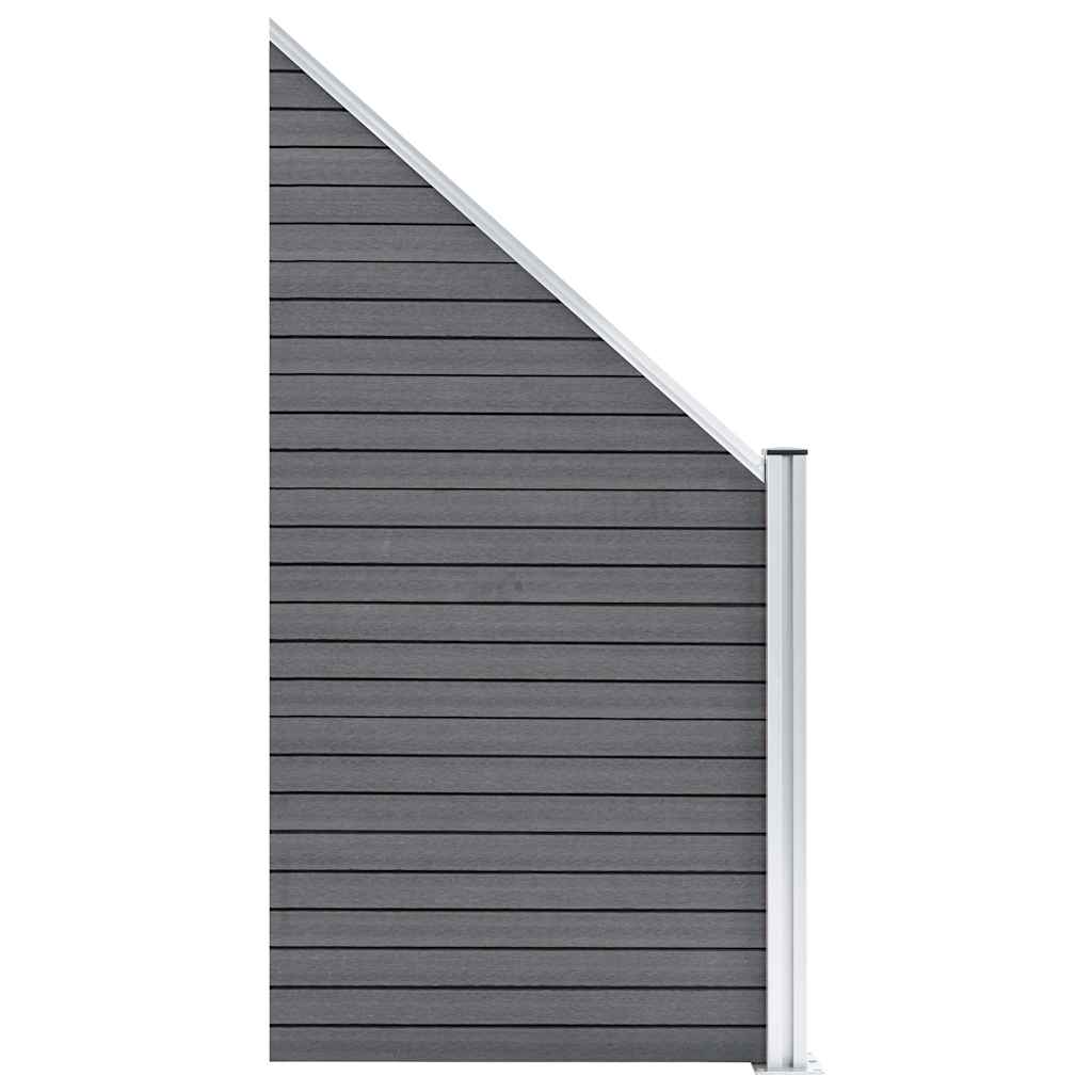 vidaXL WPC Fence Set 10 Square + 1 Slanted 1830x186 cm Grey 4
