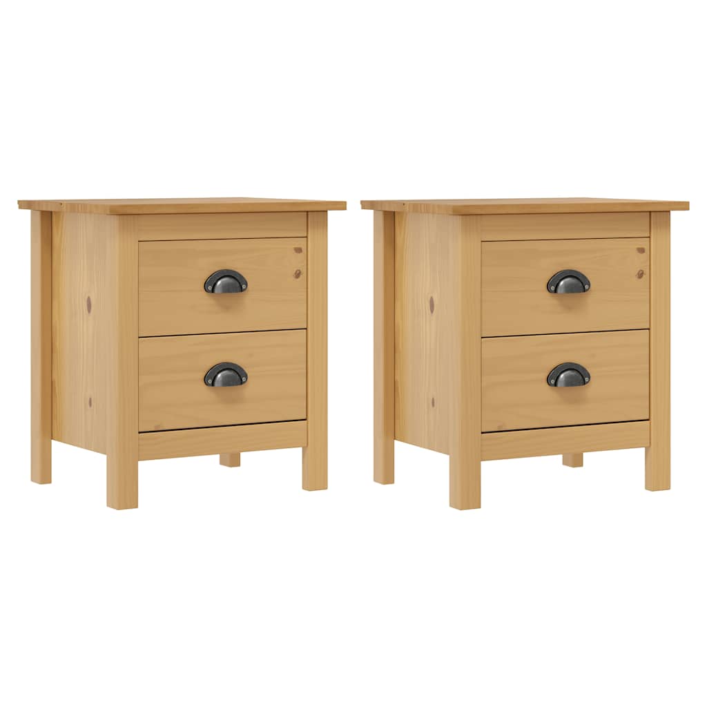vidaXL Bedside Cabinets Hill 2pcs 46x35x49.5cm Solid Pine Wood 1