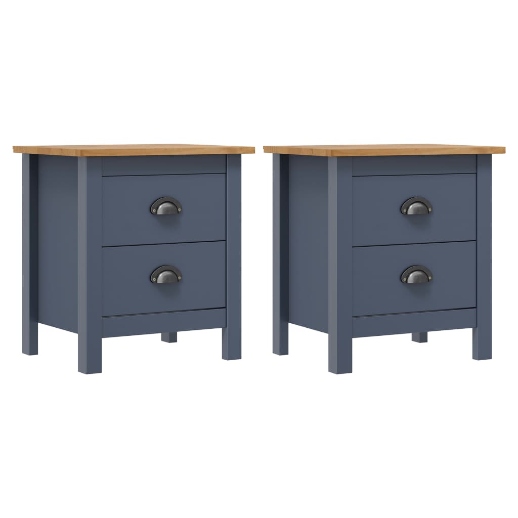 vidaXL Bedside Cabinets Hill 2pcs Grey 46x35x49.5 cm Pine Wood 1