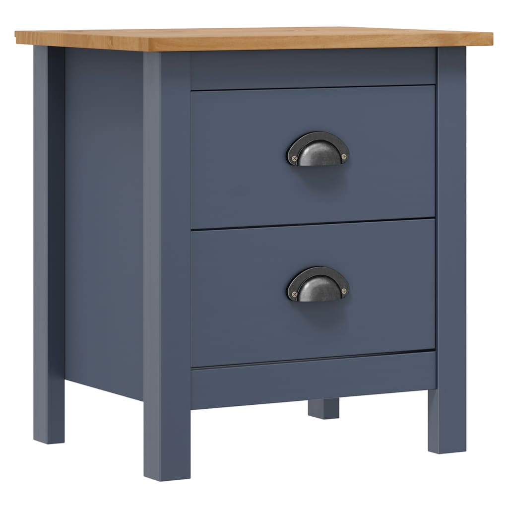vidaXL Bedside Cabinets Hill 2pcs Grey 46x35x49.5 cm Pine Wood 2