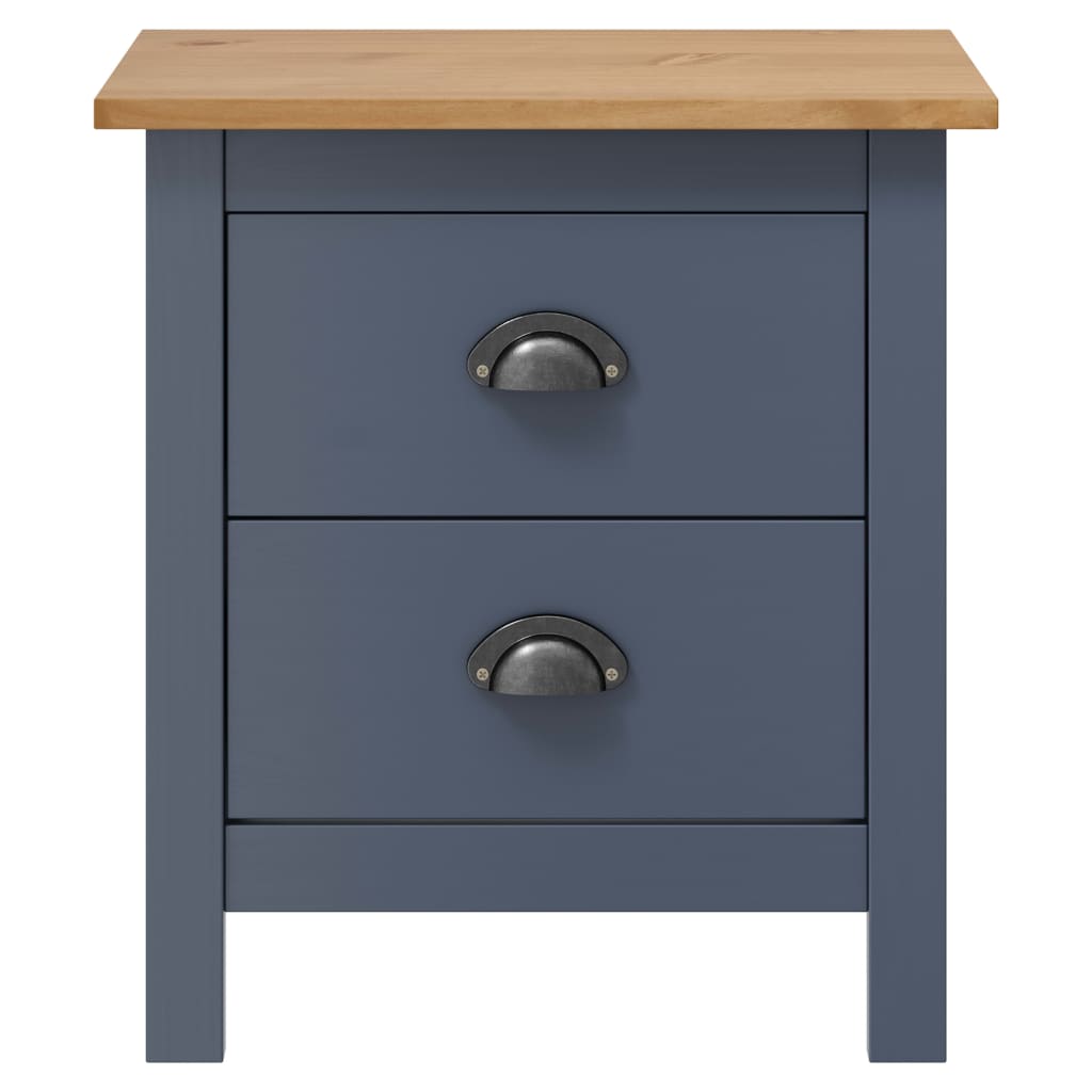 vidaXL Bedside Cabinets Hill 2pcs Grey 46x35x49.5 cm Pine Wood 3