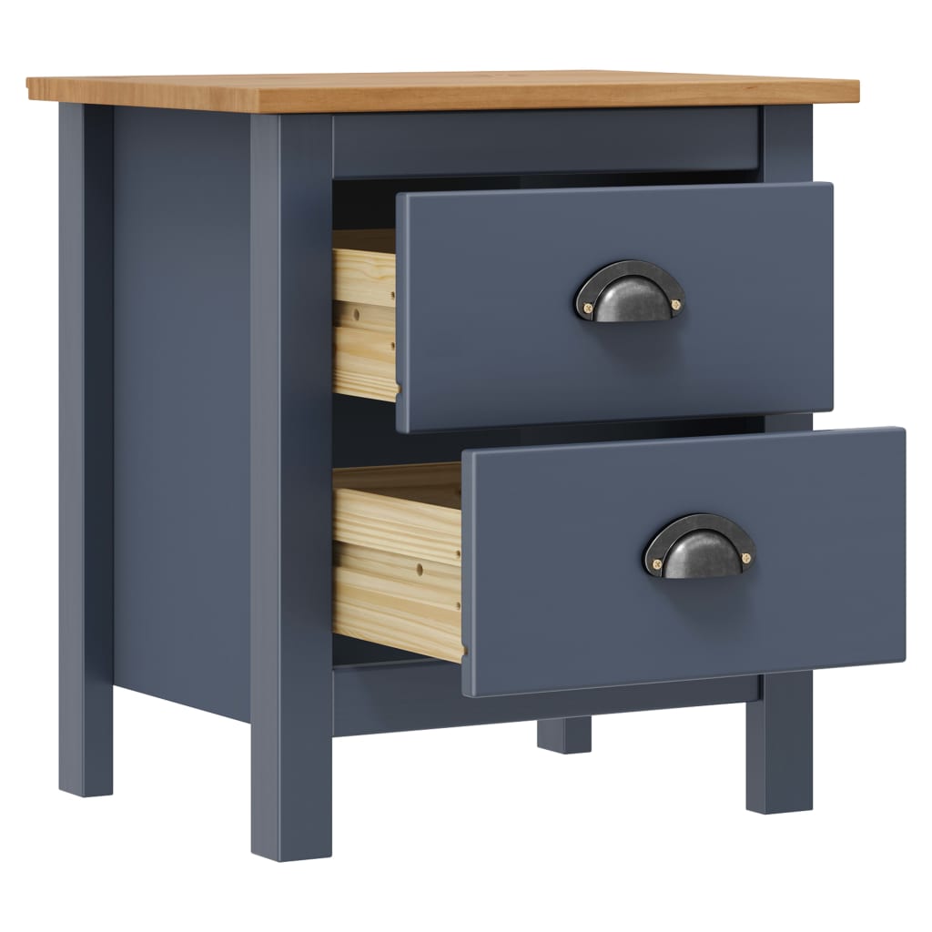 vidaXL Bedside Cabinets Hill 2pcs Grey 46x35x49.5 cm Pine Wood 4