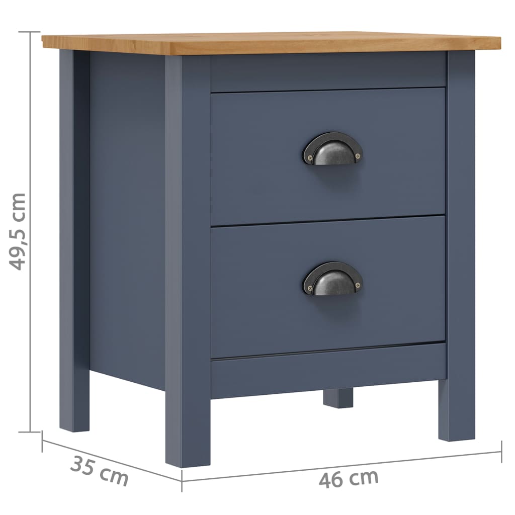 vidaXL Bedside Cabinets Hill 2pcs Grey 46x35x49.5 cm Pine Wood 5