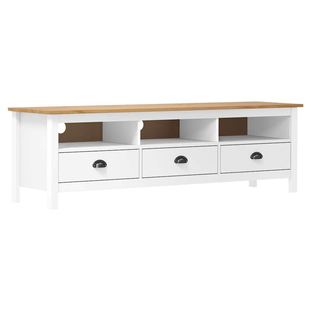 TV Cabinet "Hill" 158x40x47 cm Solid Pine Wood White and brown