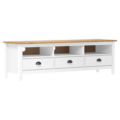 TV Cabinet "Hill" 158x40x47 cm Solid Pine Wood White and brown