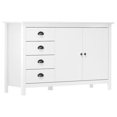 Sideboard "Hill" 130x40x80 cm Solid Pine Wood White