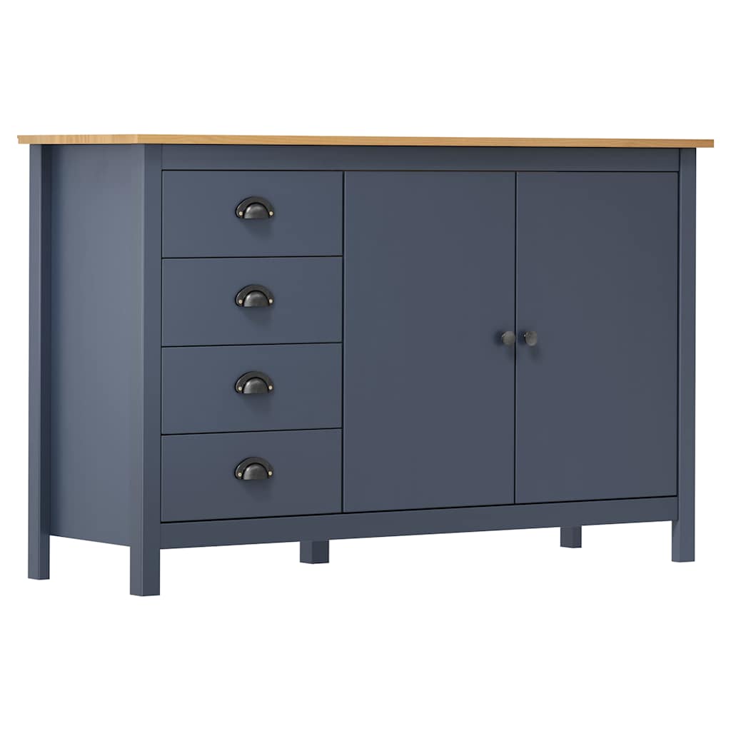 Sideboard "Hill" 130x40x80 cm Solid Pine Wood Grey