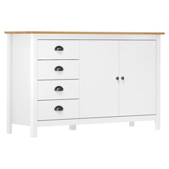 Sideboard "Hill" 130x40x80 cm Solid Pine Wood White and brown