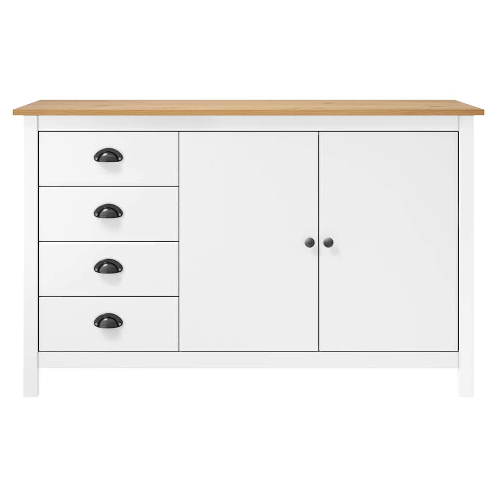 Sideboard "Hill" 130x40x80 cm Solid Pine Wood White and brown