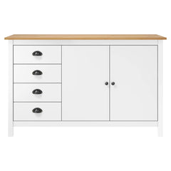 Sideboard "Hill" 130x40x80 cm Solid Pine Wood White and brown