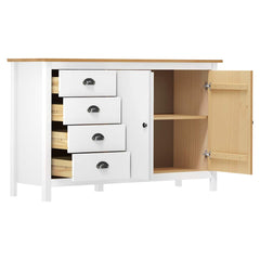 Sideboard "Hill" 130x40x80 cm Solid Pine Wood White and brown
