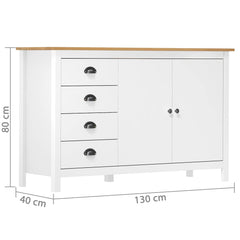 Sideboard "Hill" 130x40x80 cm Solid Pine Wood White and brown