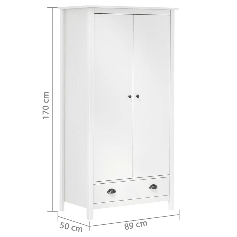 Armario 2 puertas Hill Blanco 89x50x170 cm Madera Maciza Pino