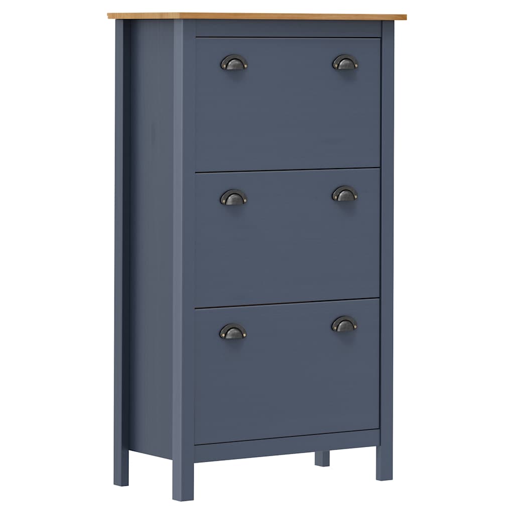 vidaXL Shoe Cabinet | Grey and honey brown | Solid pine wood | Medium 1