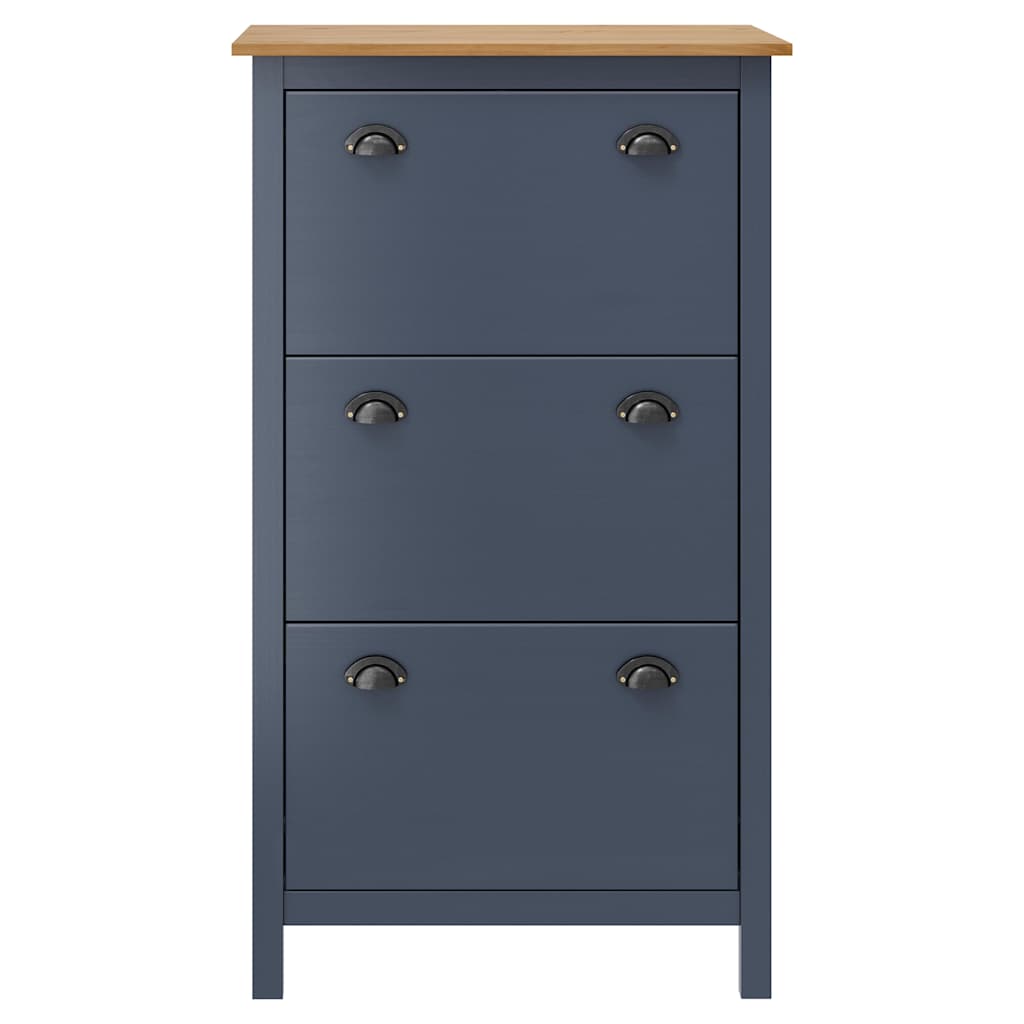 vidaXL Shoe Cabinet | Grey and honey brown | Solid pine wood | Medium 2