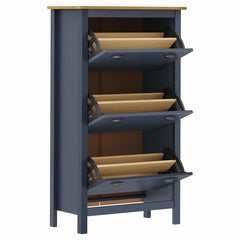 vidaXL Shoe Cabinet | Grey and honey brown | Solid pine wood | Medium 3