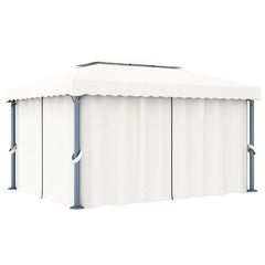 Gazebo with Curtain Aluminium White 4 x 3 m
