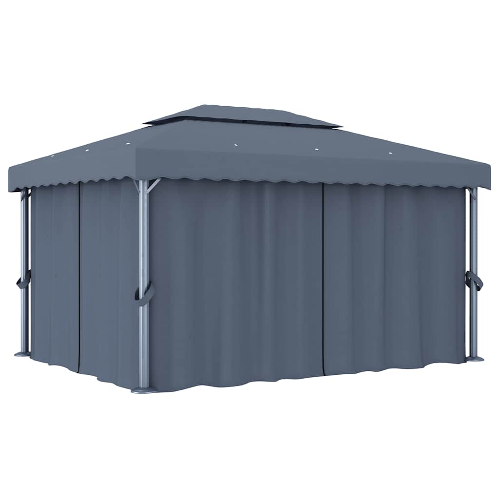 Gazebo with Curtain Aluminium Anthracite 4 x 3 m