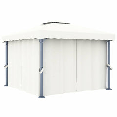 Gazebo with Curtain Aluminium White 3 x 3 m