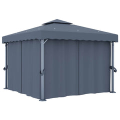Gazebo with Curtain Aluminium Anthracite 3 x 3 m