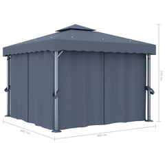 Gazebo with Curtain Aluminium Anthracite 3 x 3 m