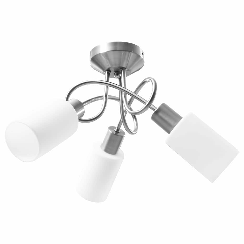 vidaXL Ceiling Lamp with Ceramic Shades for 3 E14 Bulbs White Cone 2