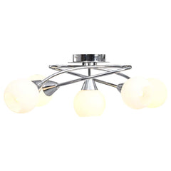 vidaXL Ceiling Lamp with Ceramic Shades for 5 E14 Bulbs White Bowl 1