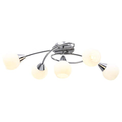 vidaXL Ceiling Lamp with Ceramic Shades for 5 E14 Bulbs White Bowl 3