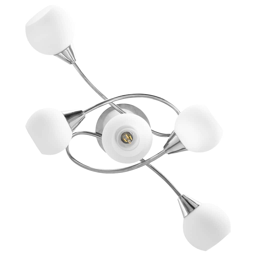 vidaXL Ceiling Lamp with Ceramic Shades for 5 E14 Bulbs White Bowl 5