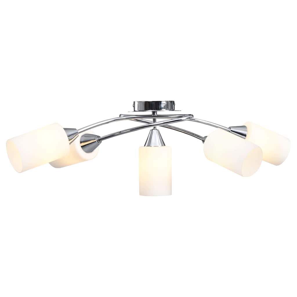 vidaXL Ceiling Lamp | White | Chrome-Plated Steel, Ceramic | Regular | Modern 3