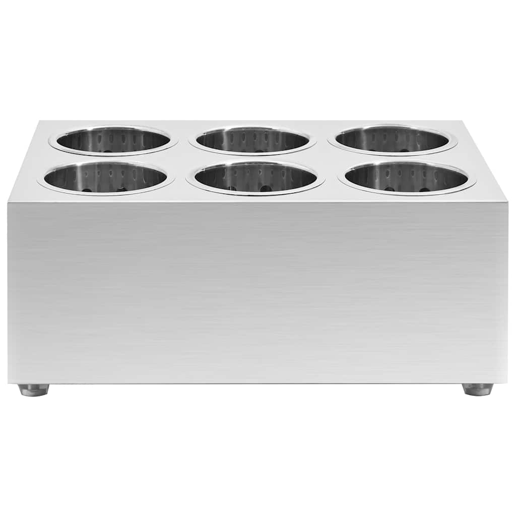 vidaXL Cutlery Holder 6 Grids Square Stainless Steel 3
