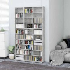 801782 vidaXL CD Cabinet Concrete Grey 102x23x177,5 cm Engineered Wood 1