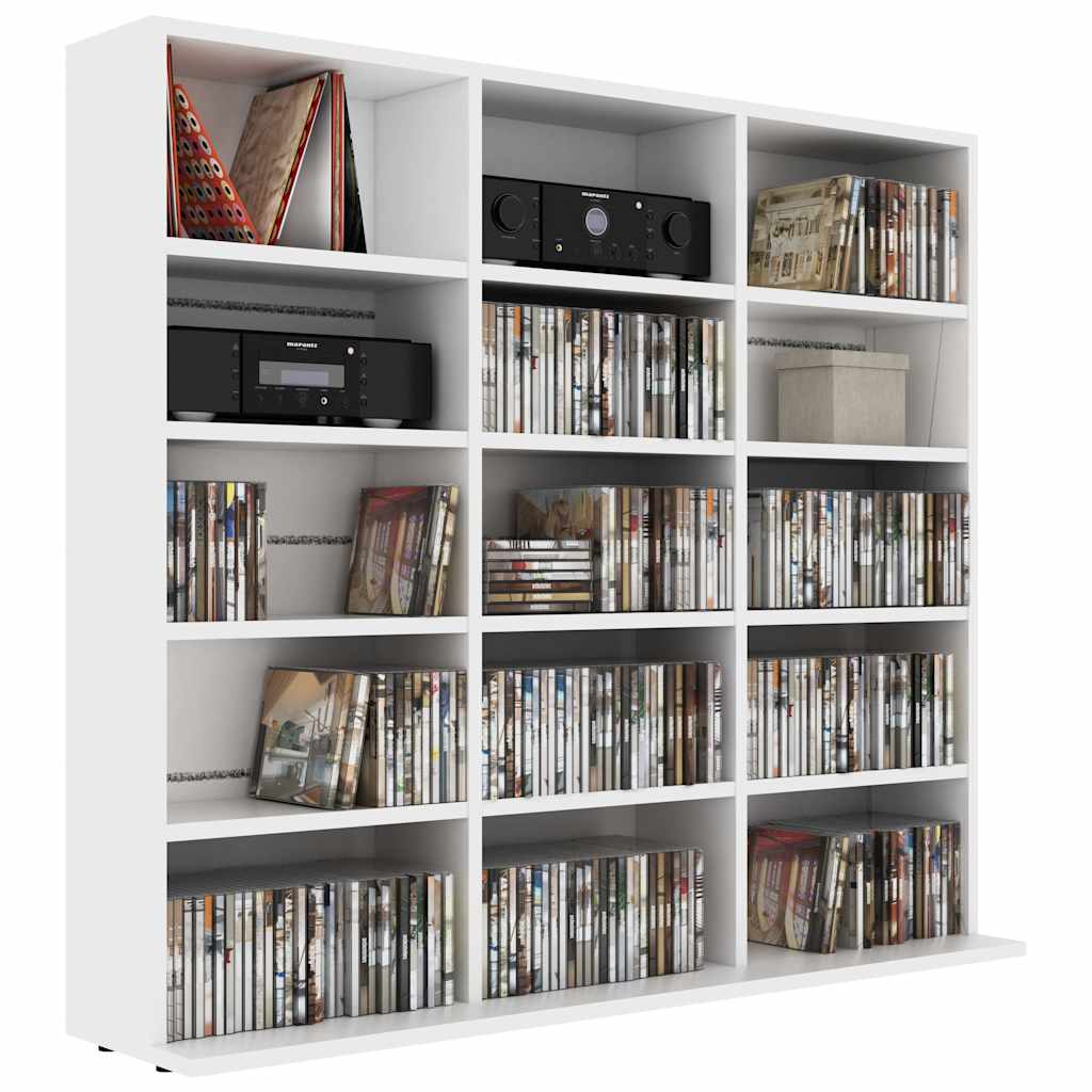 CD Cabinet 100x23x89,5 cm Engineered Wood Height 89.5 cm White