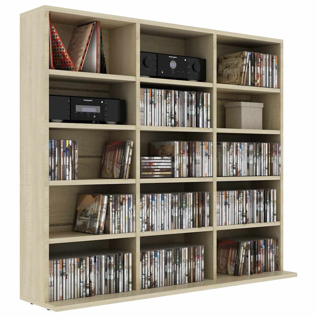 801790 vidaXL CD Cabinet Sonoma Oak 100x23x89,5 cm Engineered Wood 5