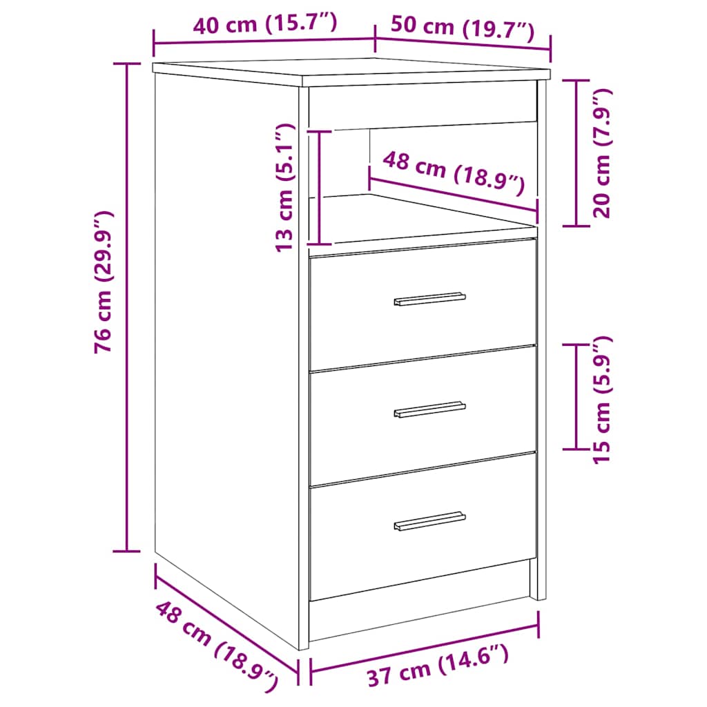 vidaXL Drawer Cabinet Sonoma Oak 40x50x76 cm Engineered Wood 6
