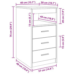 vidaXL Drawer Cabinet Sonoma Oak 40x50x76 cm Engineered Wood 6