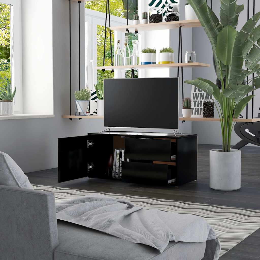 vidaXL TV Cabinet Black 80x34x36 cm Engineered Wood 3