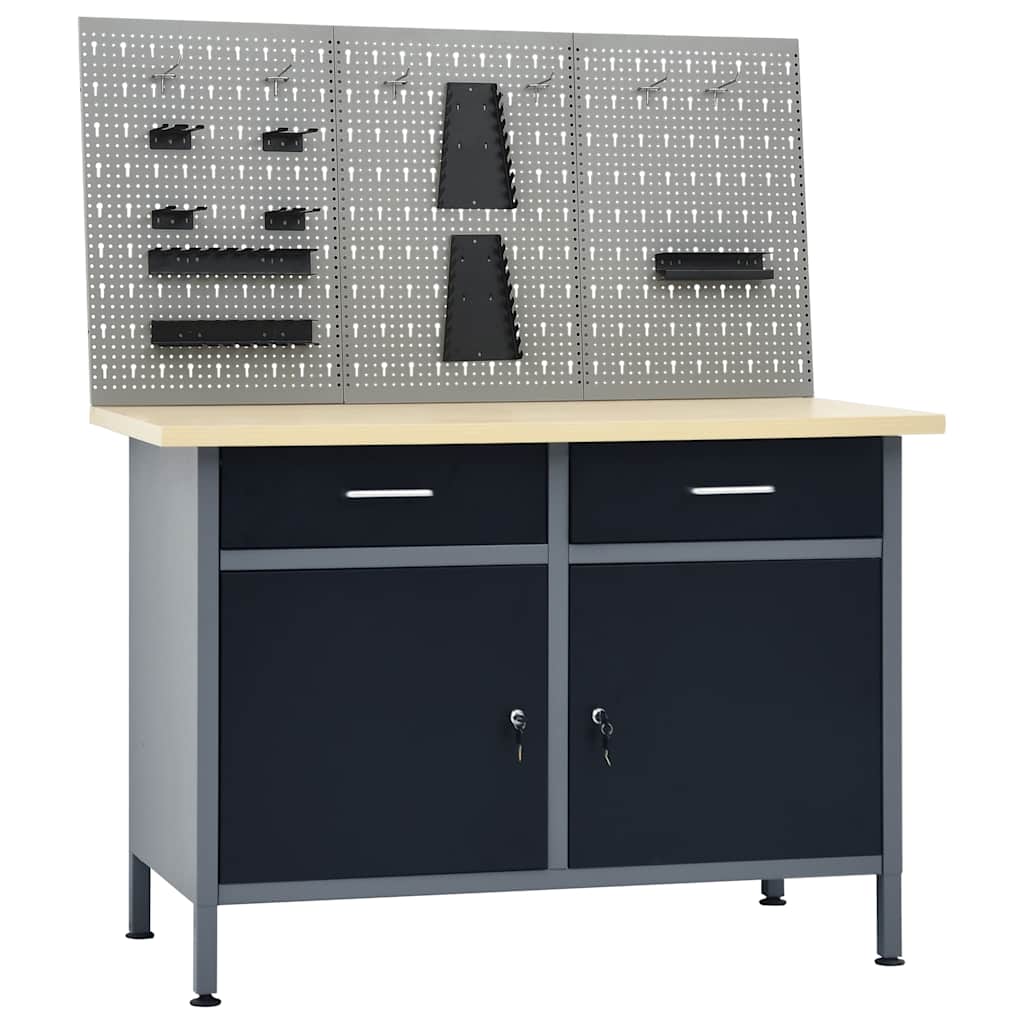 vidaXL Workbench with Three Wall Panels 1