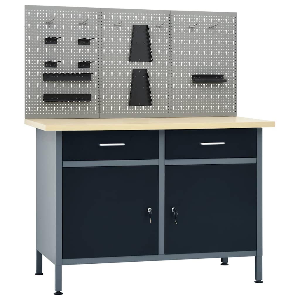 vidaXL Workbench with Three Wall Panels 2
