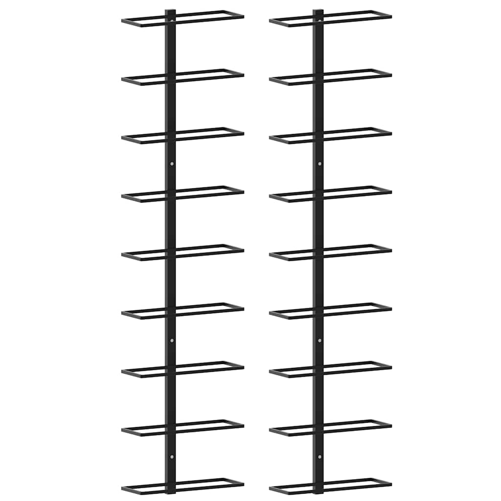 vidaXL Wall-mounted Wine Racks for 18 Bottles 2 pcs Black Iron 2